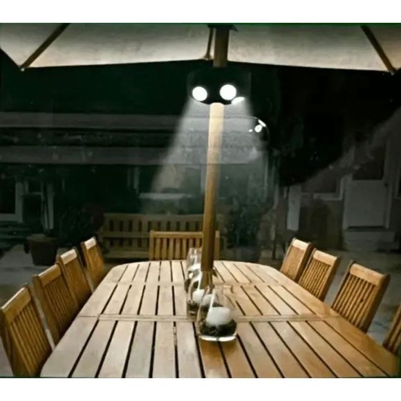 Gardenline Clamp On Umbrella Light Black 4 Led Lights - Picture 1 of 7